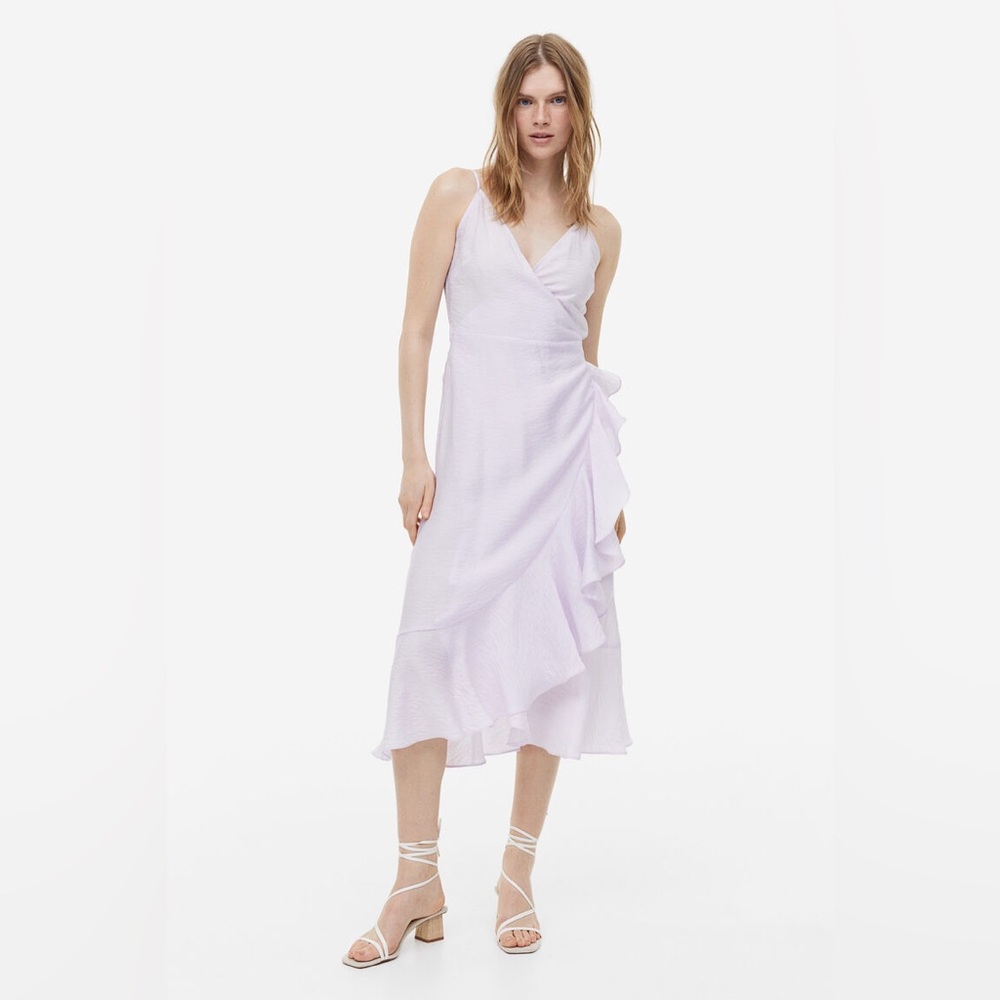Lilac Ruffle Wrap Dress - Women NWT SZ XS